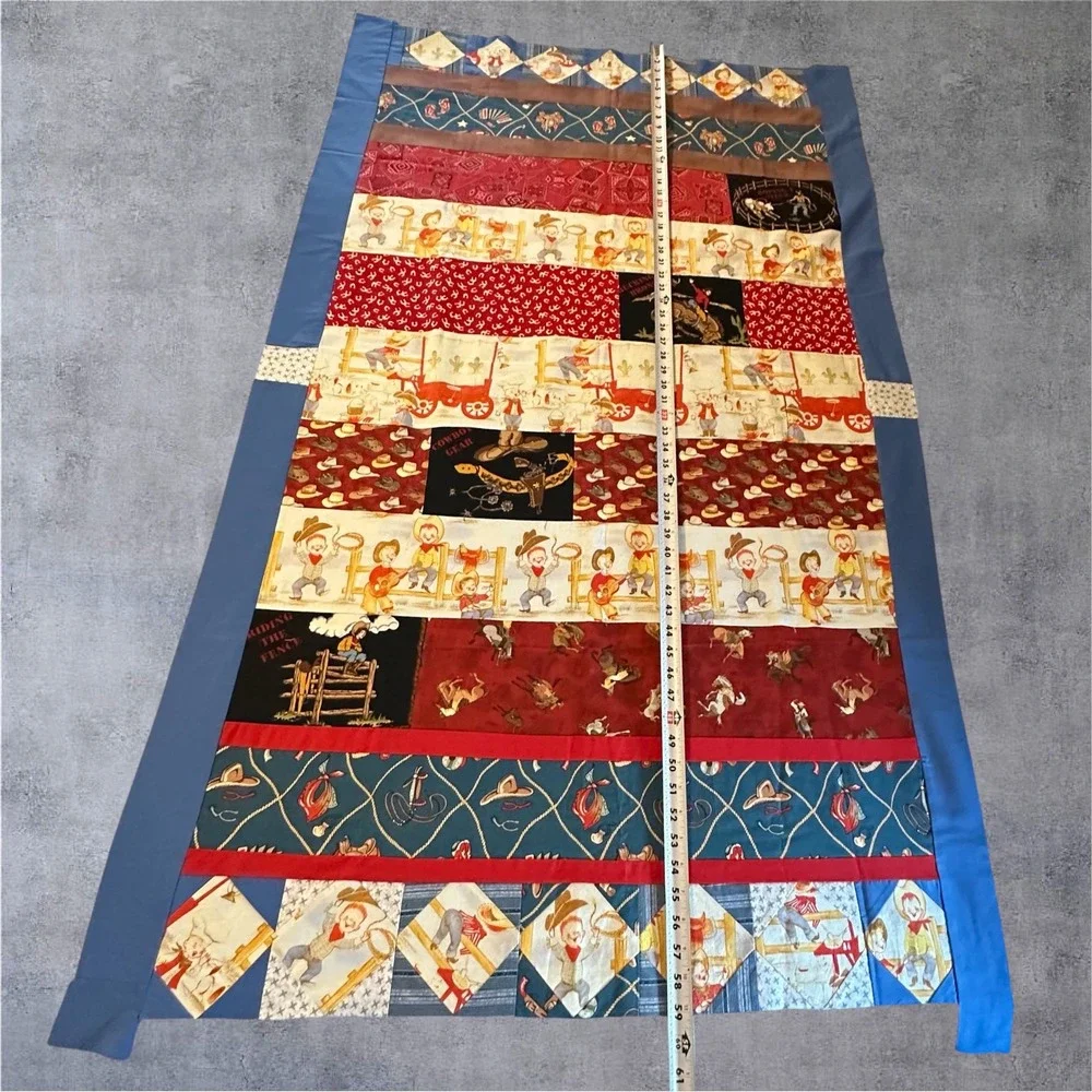 Unfinished Quilt‎ Top Panel Kids 60x32 Multicolor Western Cowboy Novelty-CUTE!